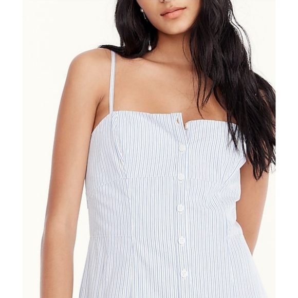 11. J.Crew Button-down cotton poplin dress in stripe - Picture 3 of 11